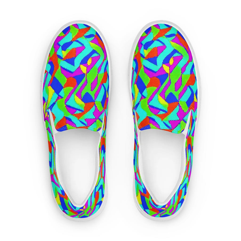 Neon Collage on Women's Slip-On Canvas Shoes — Front