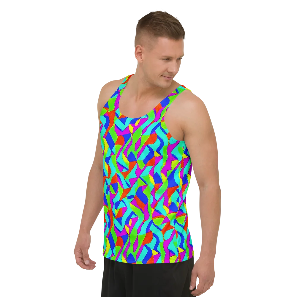 Neon Collage on Men's Tank Top — Left Front