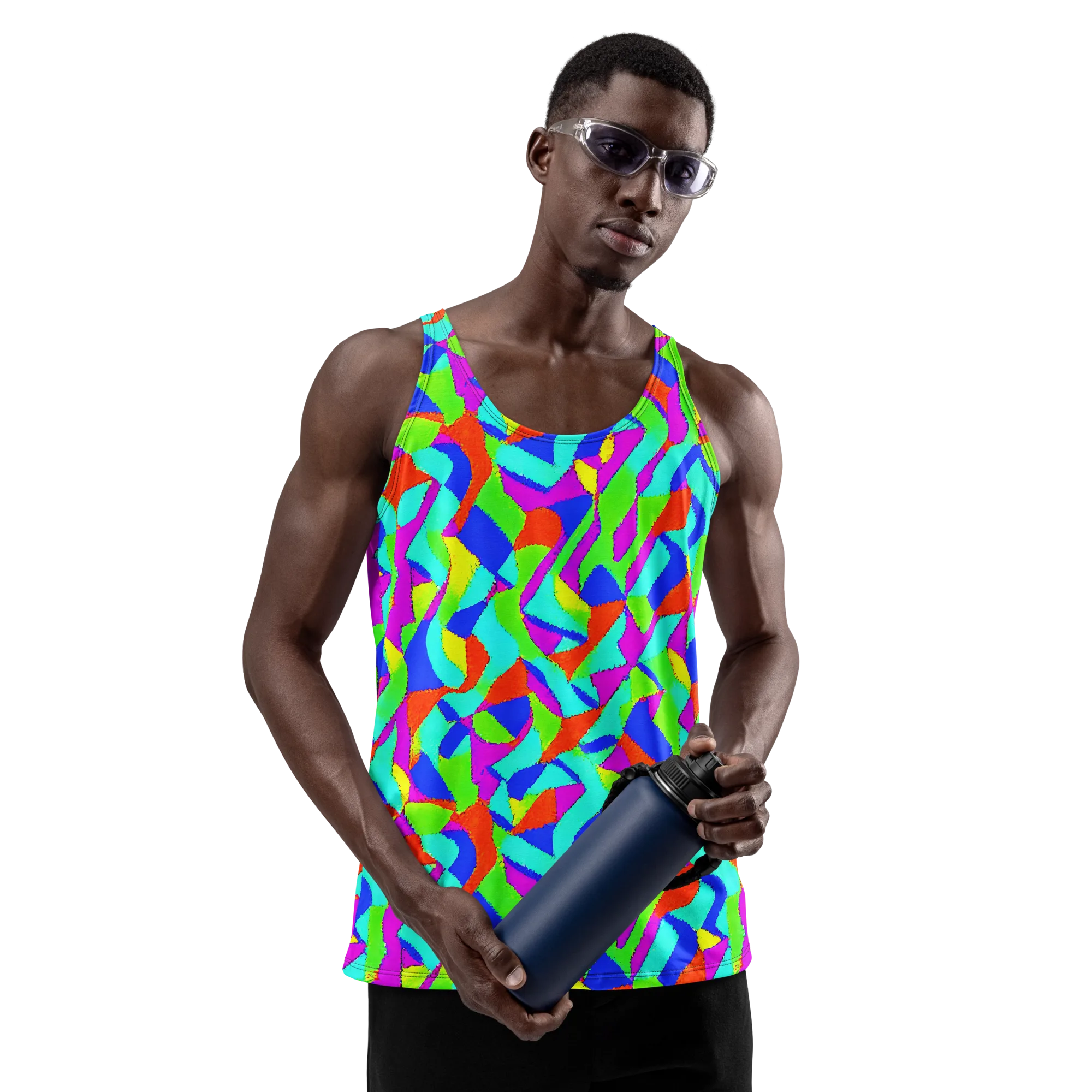 Neon Collage on Men's Tank Top — Front