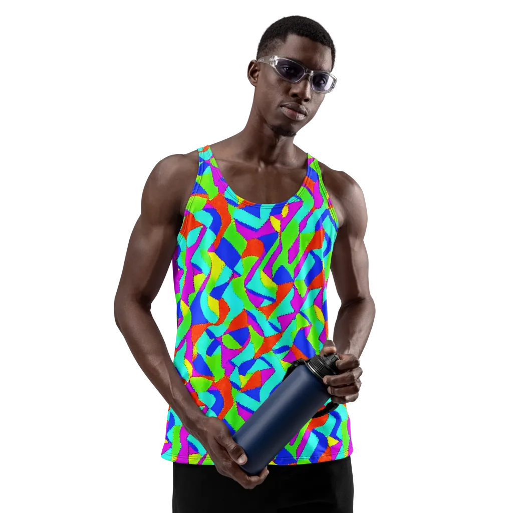 Neon Collage on Men's Tank Top — Front