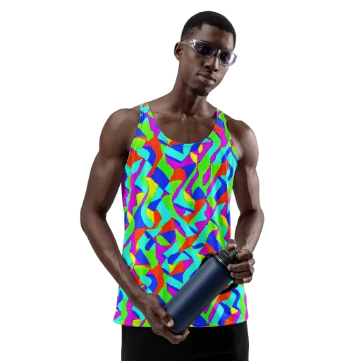 Neon Collage on a Men's Tank Top