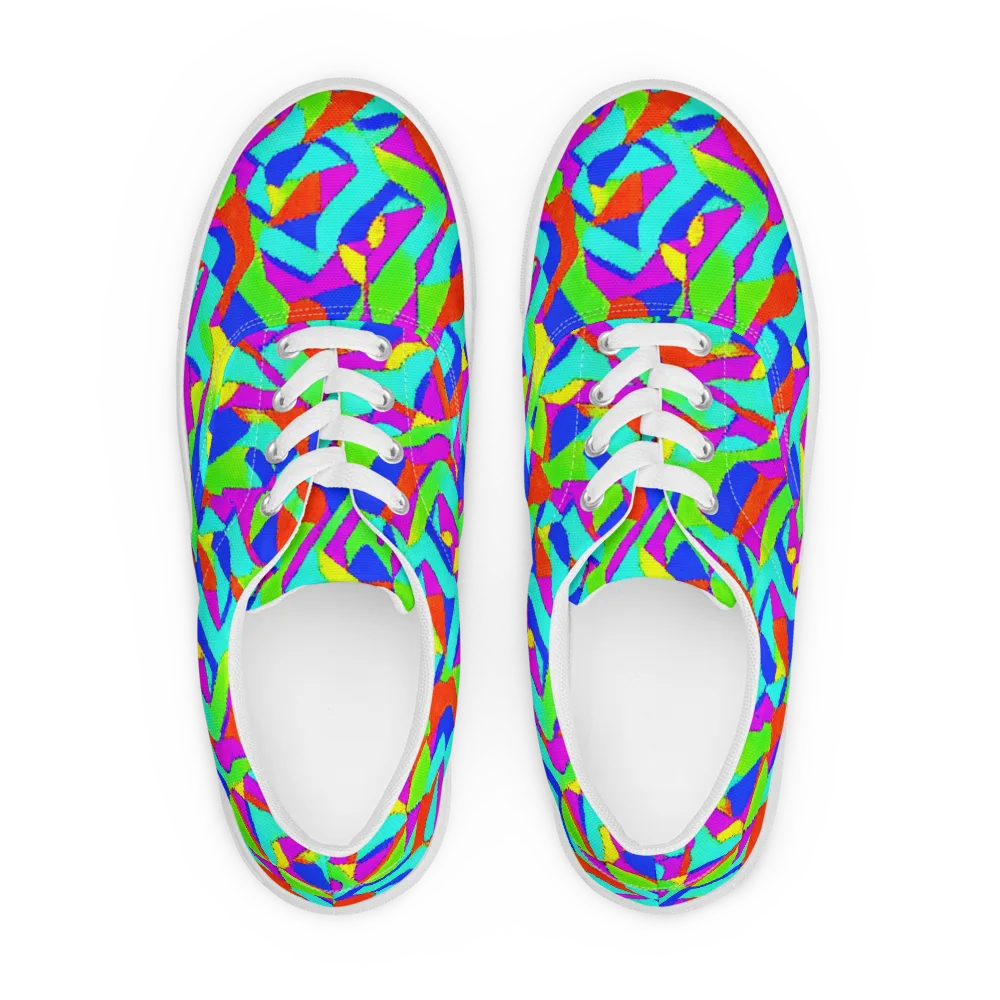 Neon Collage on Men's Lace-Up Canvas Shoes — Front