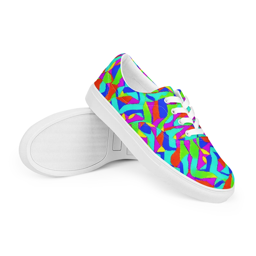 Neon Collage on Men's Lace-Up Canvas Shoes — Right Front