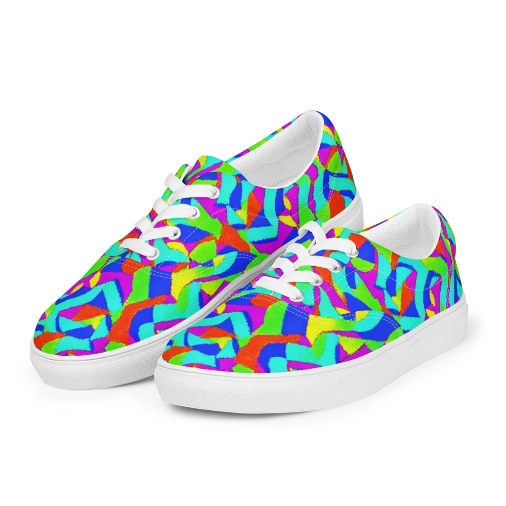 Neon Collage on Men's Lace-Up Canvas Shoes — Left Front