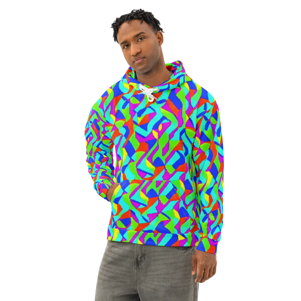 Neon Collage on Cotton Hoodie — Left Front