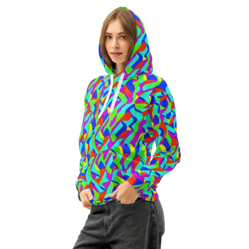 Neon Collage on a Cotton Hoodie
