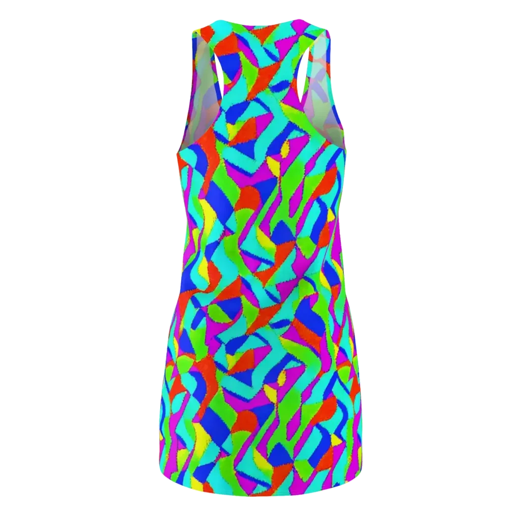 Neon Collage on Racerback Dress — Back