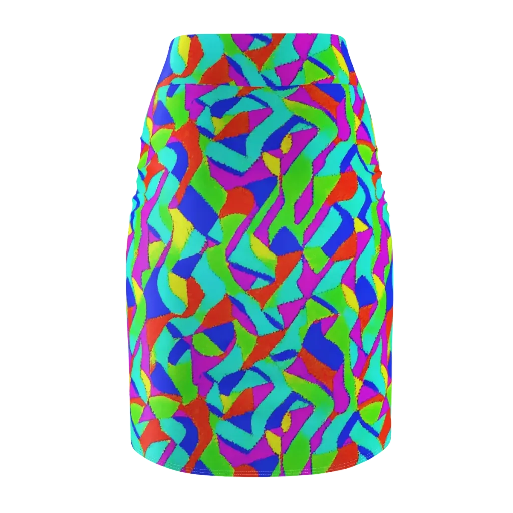 Neon Collage on Pencil Skirt — Back