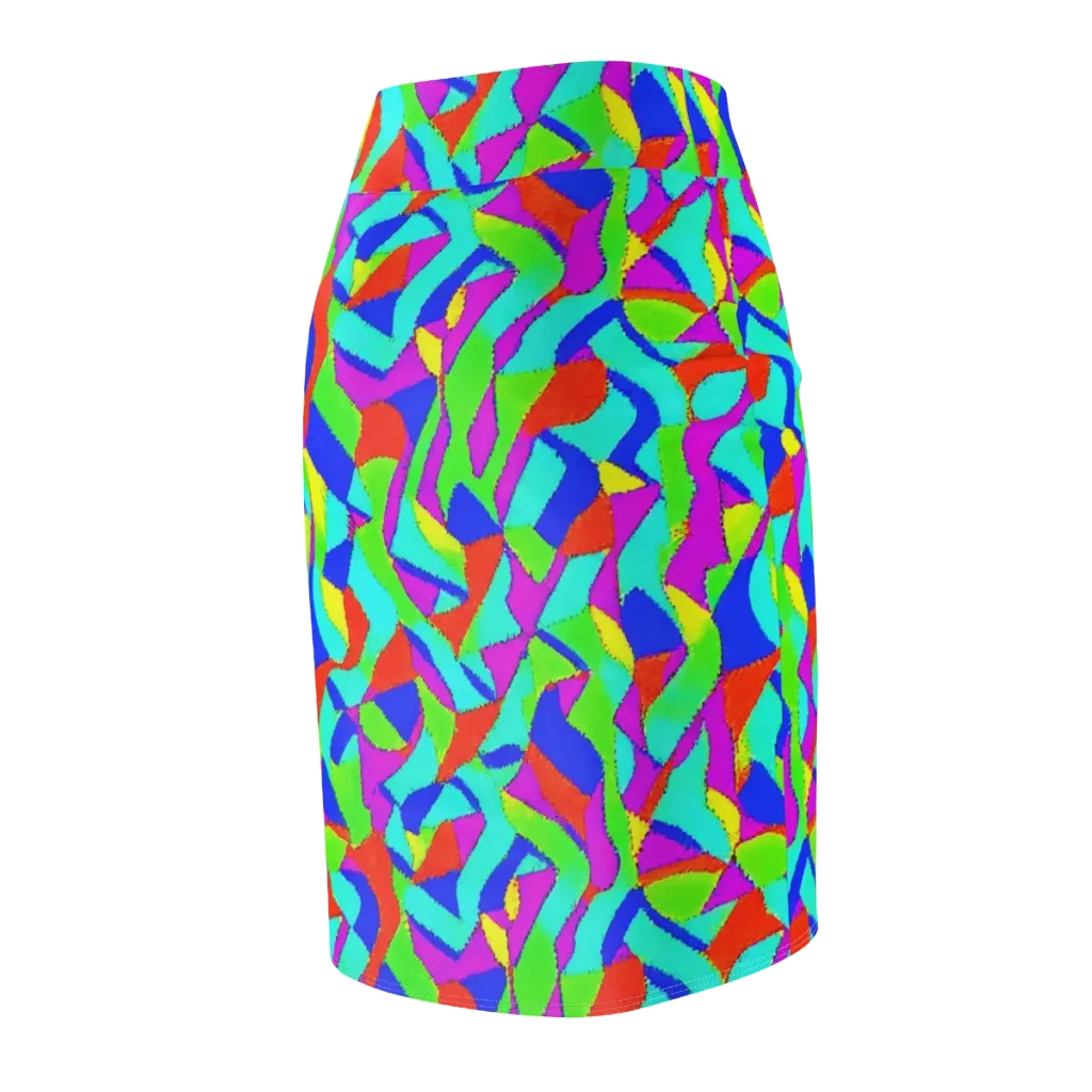 Neon Collage on Pencil Skirt — Back Side