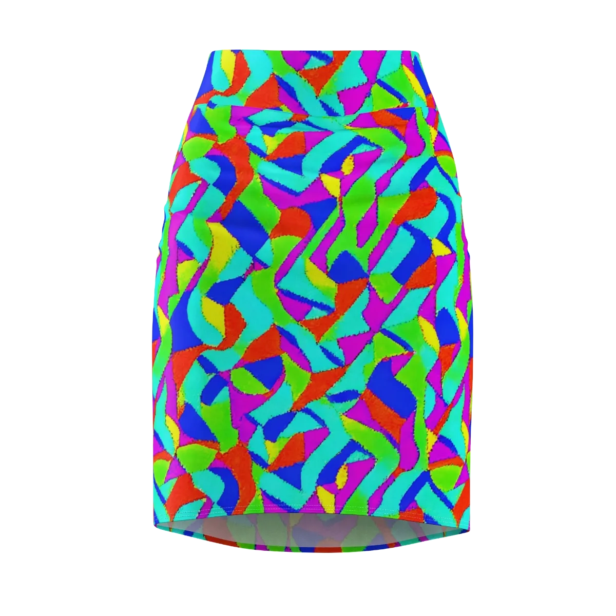 Neon Collage on Pencil Skirt — Front