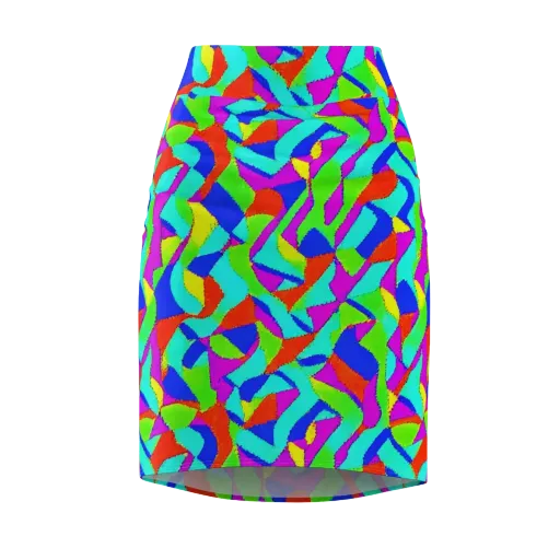 Neon Collage on a Pencil Skirt