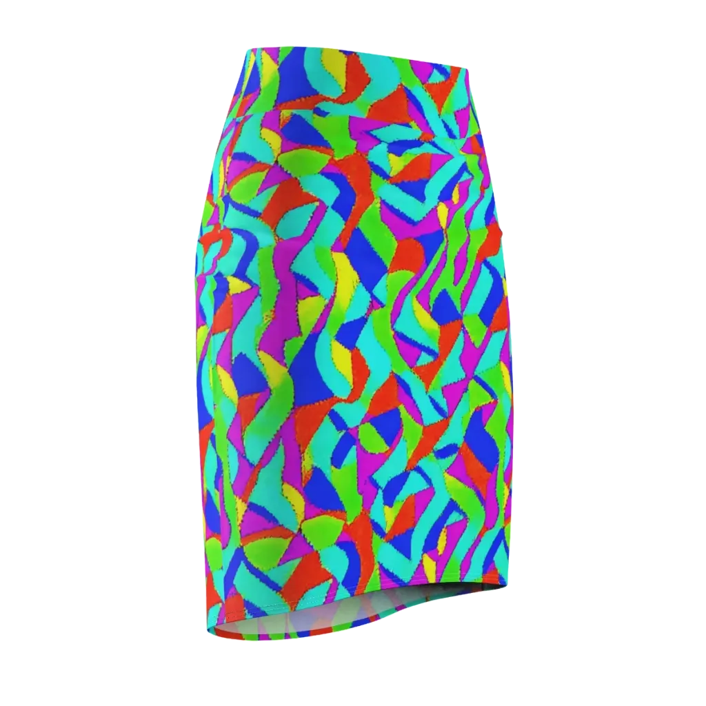 Neon Collage on Pencil Skirt — Front Side