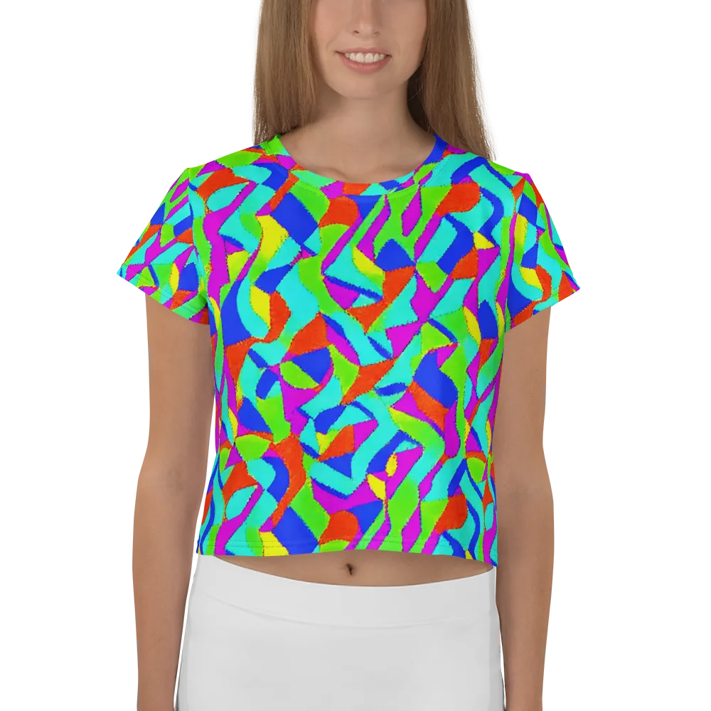 Neon Collage on Crop Tee — Front