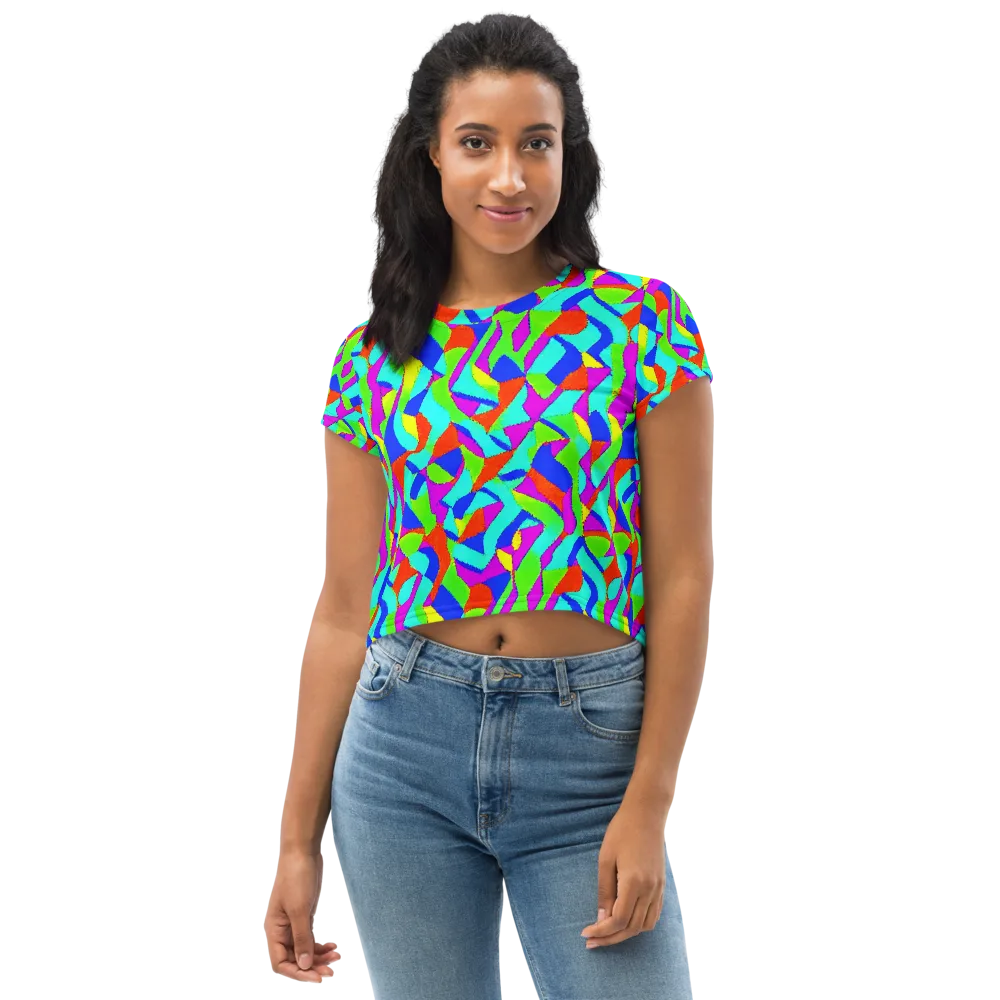 Neon Collage on Crop Tee — Front