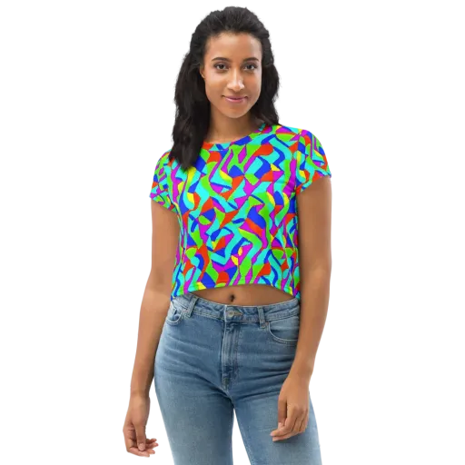 Neon Collage on a Crop Tee