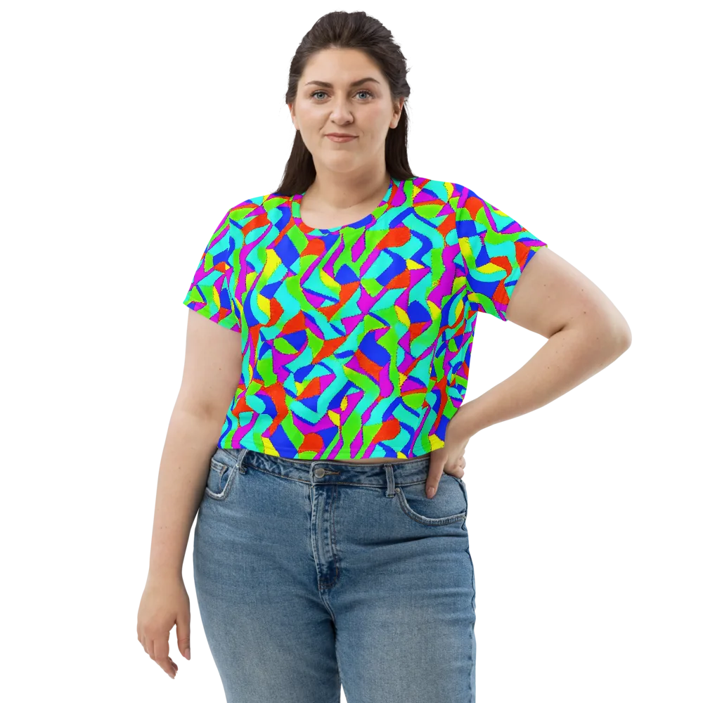 Neon Collage on Crop Tee — Front