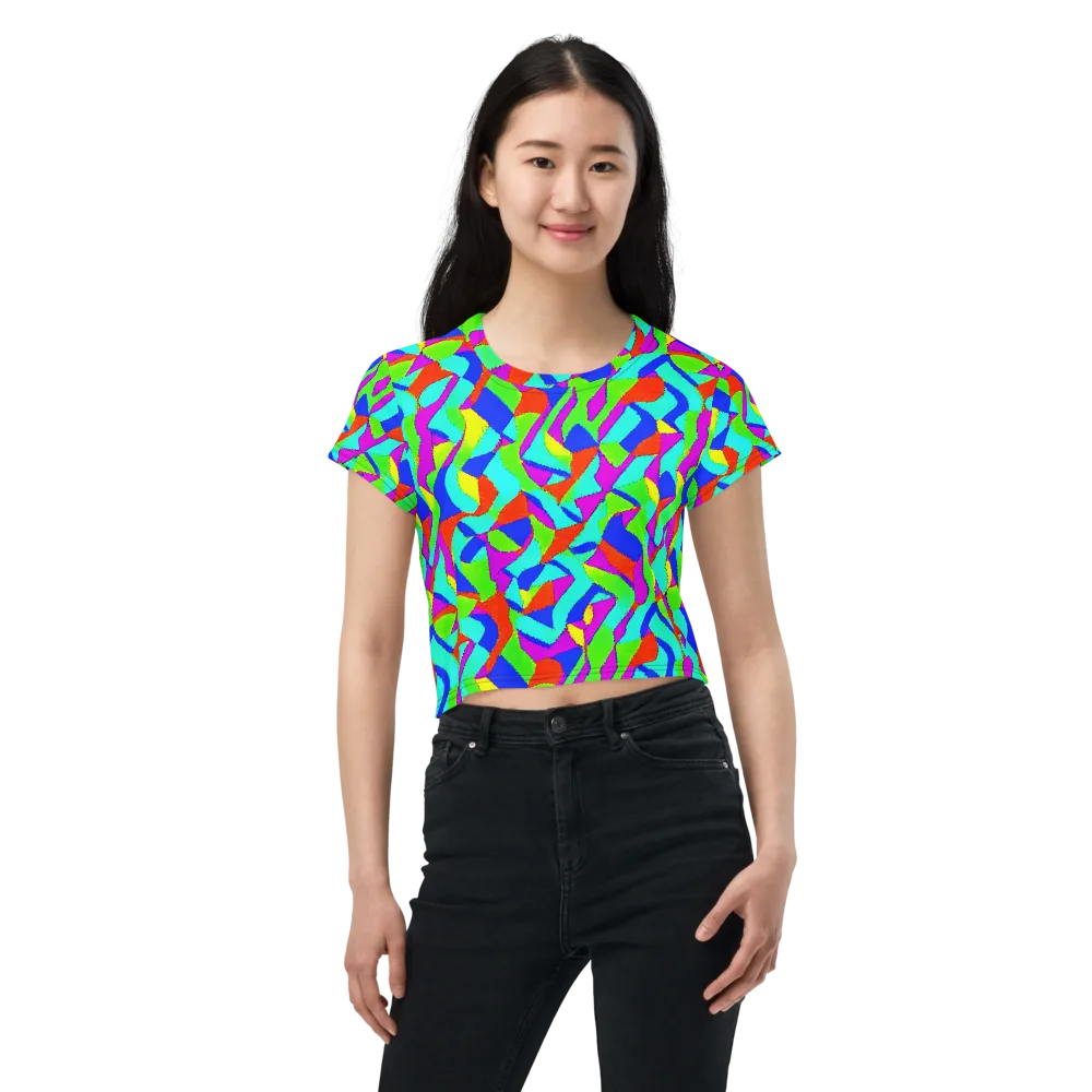 Neon Collage on Crop Tee — Front