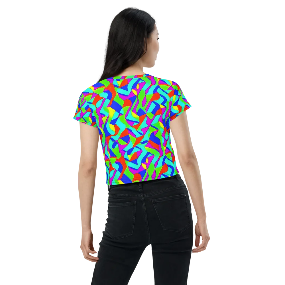 Neon Collage on Crop Tee — Back