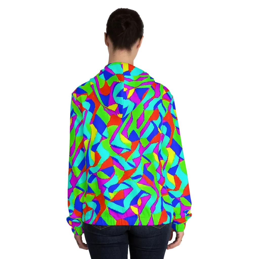 Neon Collage on Women's Full-Zip Hoodie — Back On Person