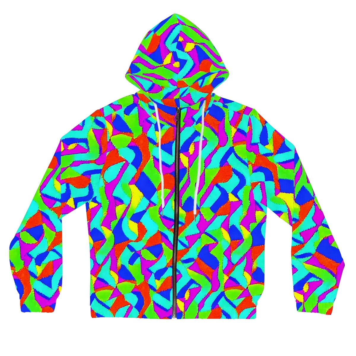 Neon Collage on Women's Full-Zip Hoodie — Front