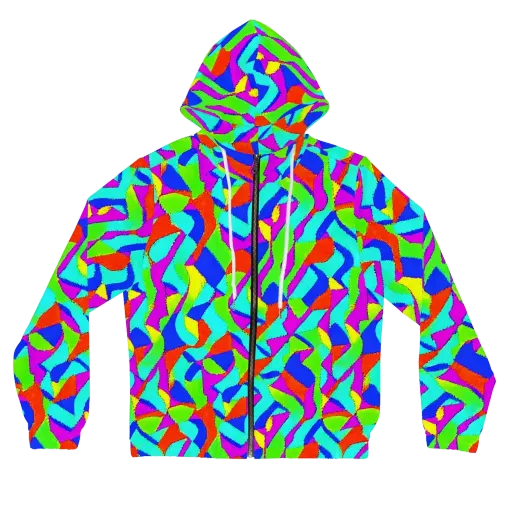 Neon Collage on a Women's Full-Zip Hoodie