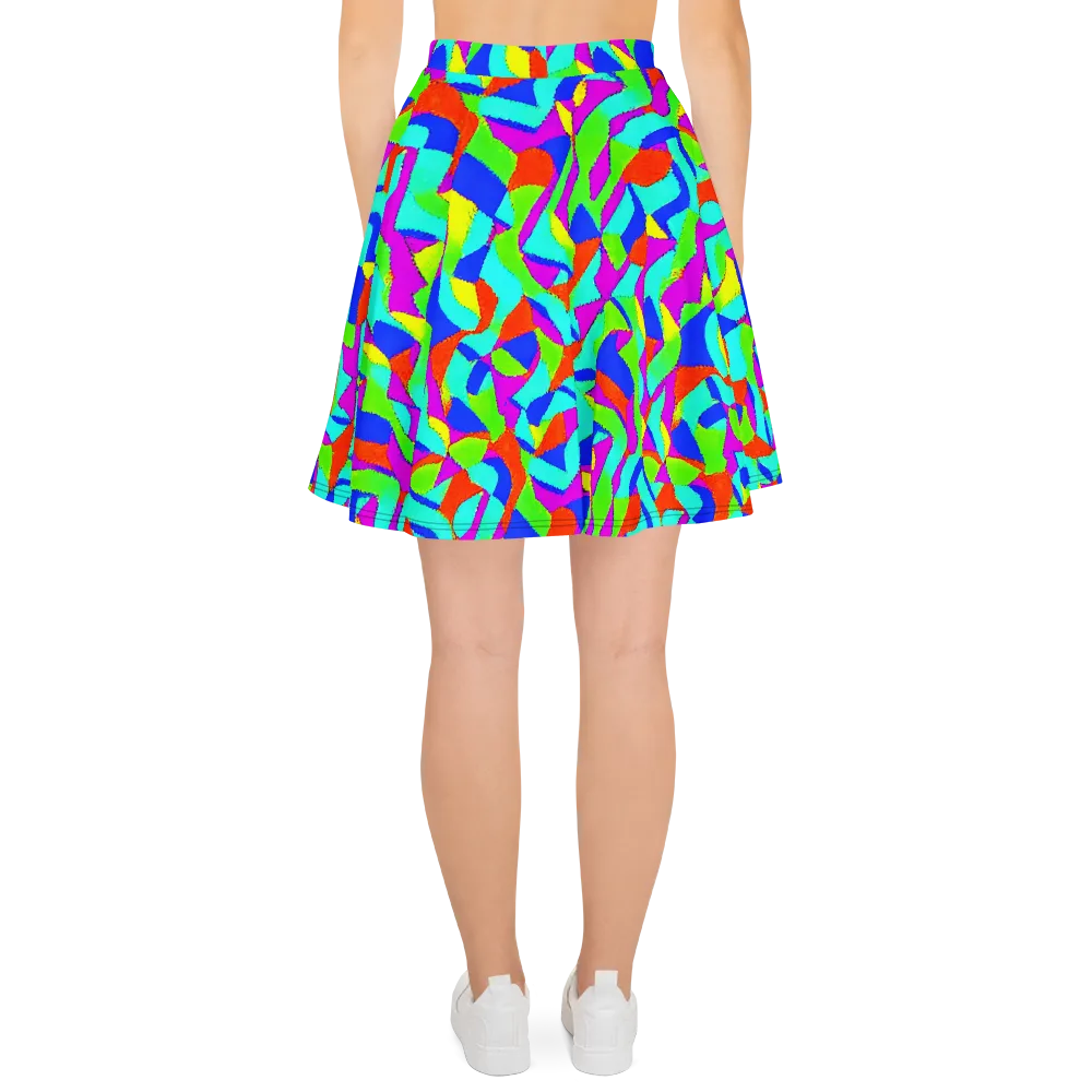 Neon Collage on Skater Skirt — Back