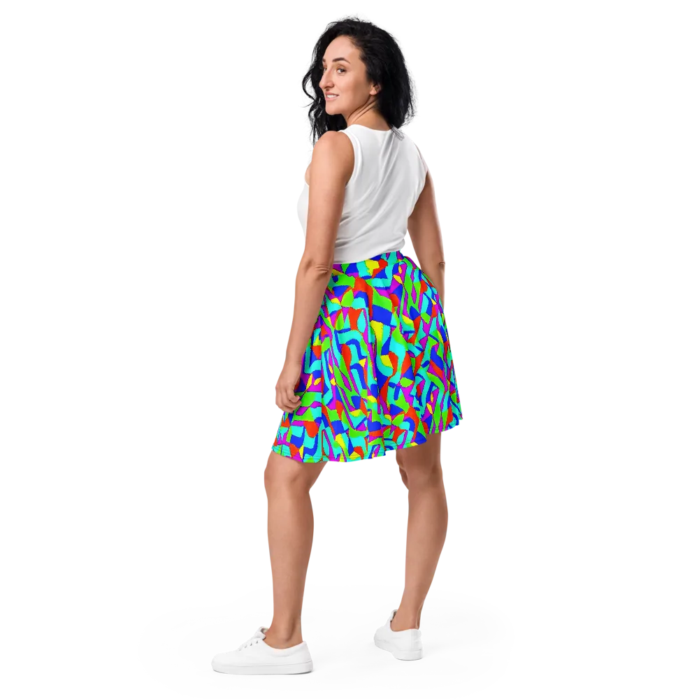 Neon Collage on Skater Skirt — Back