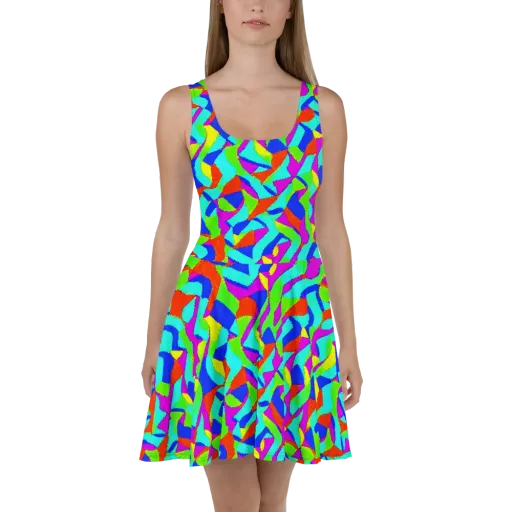Neon Collage on a Skater Dress