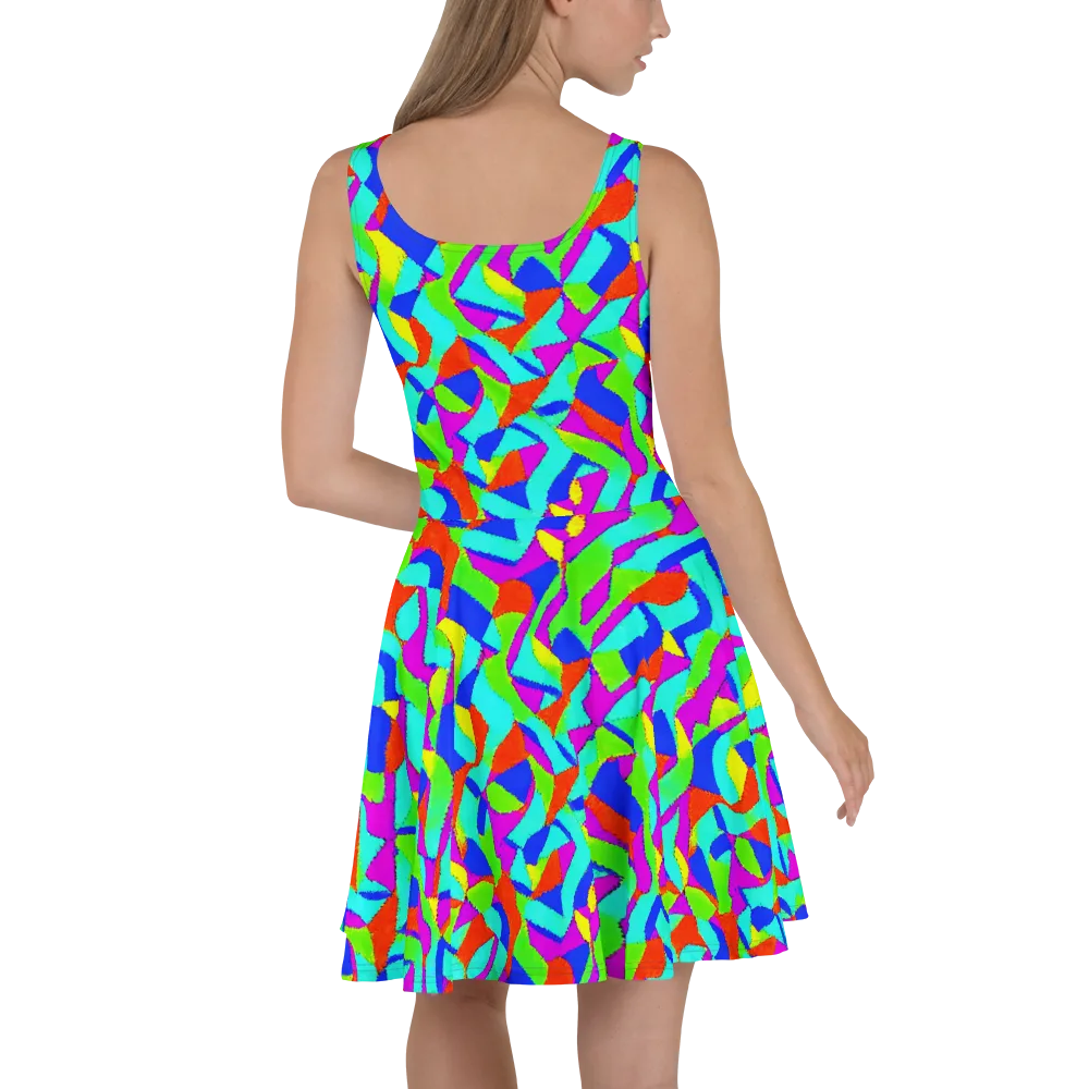 Neon Collage on Skater Dress — Back
