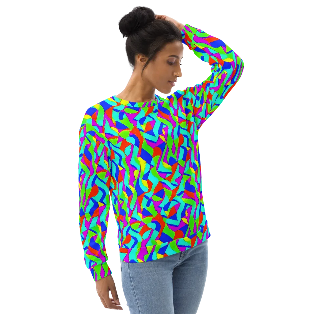Neon Collage on Sweatshirt — Right Front