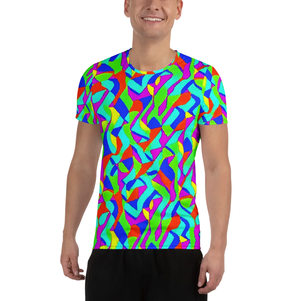 Neon Collage on Men's Athletic T-Shirt — Front