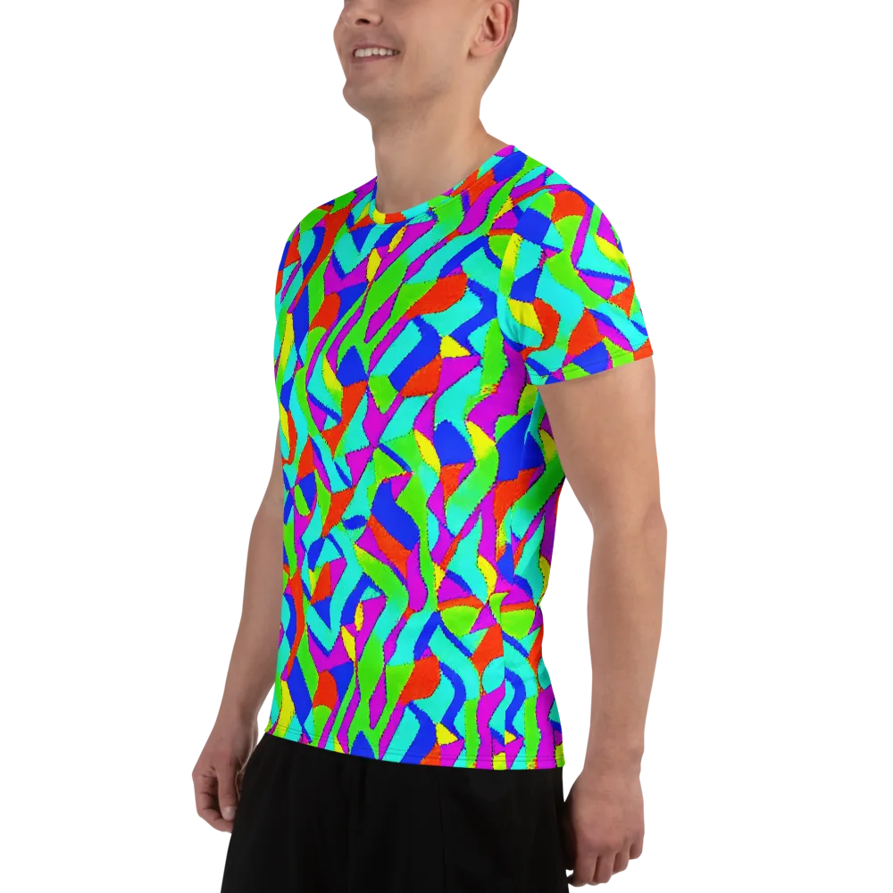 Neon Collage on Men's Athletic T-Shirt — Left
