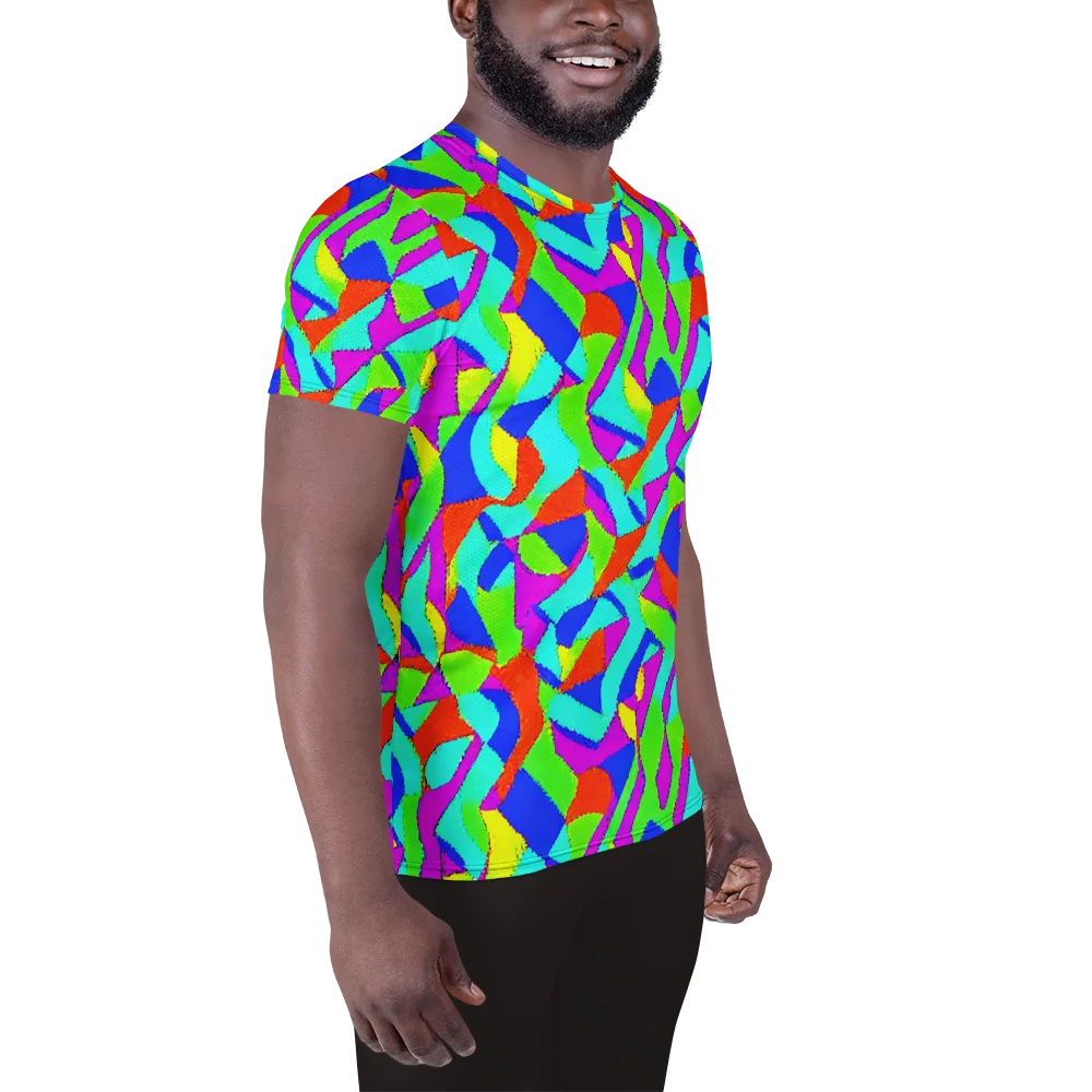 Neon Collage on Men's Athletic T-Shirt — Right