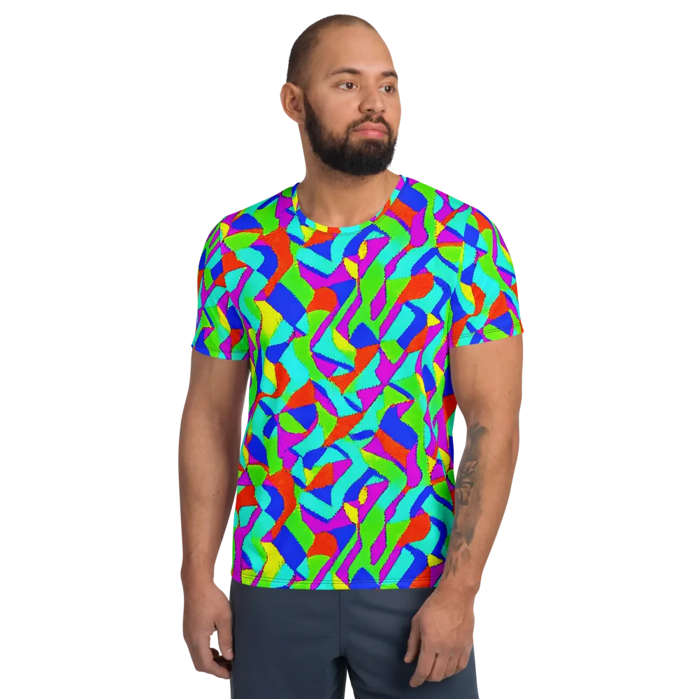 Neon Collage on Men's Athletic T-Shirt — Front