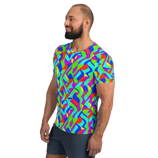 Neon Collage on a Men's Athletic T-Shirt