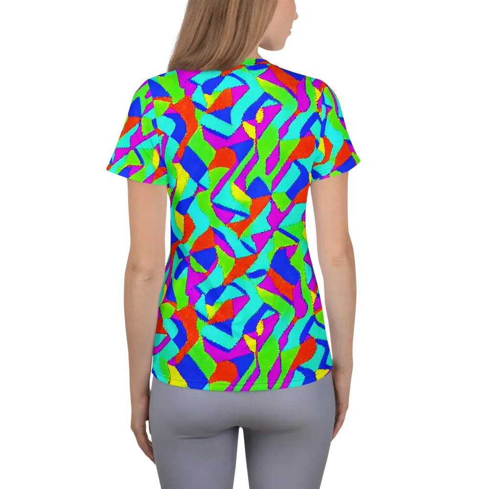 Neon Collage on Women's Athletic T-Shirt — Back