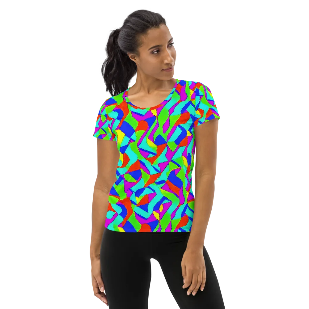 Neon Collage on Women's Athletic T-Shirt — Front