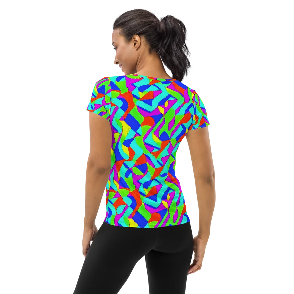 Neon Collage on Women's Athletic T-Shirt — Back