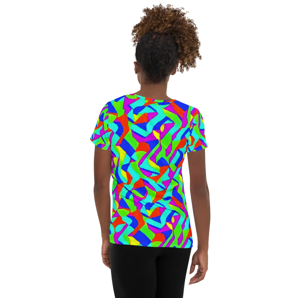 Neon Collage on Women's Athletic T-Shirt — Back
