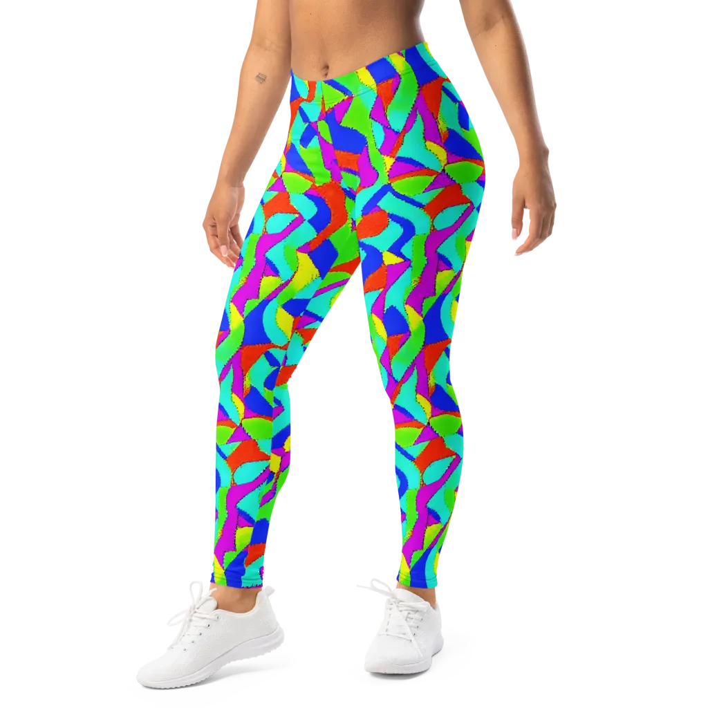 Neon Collage on Leggings — Left Front