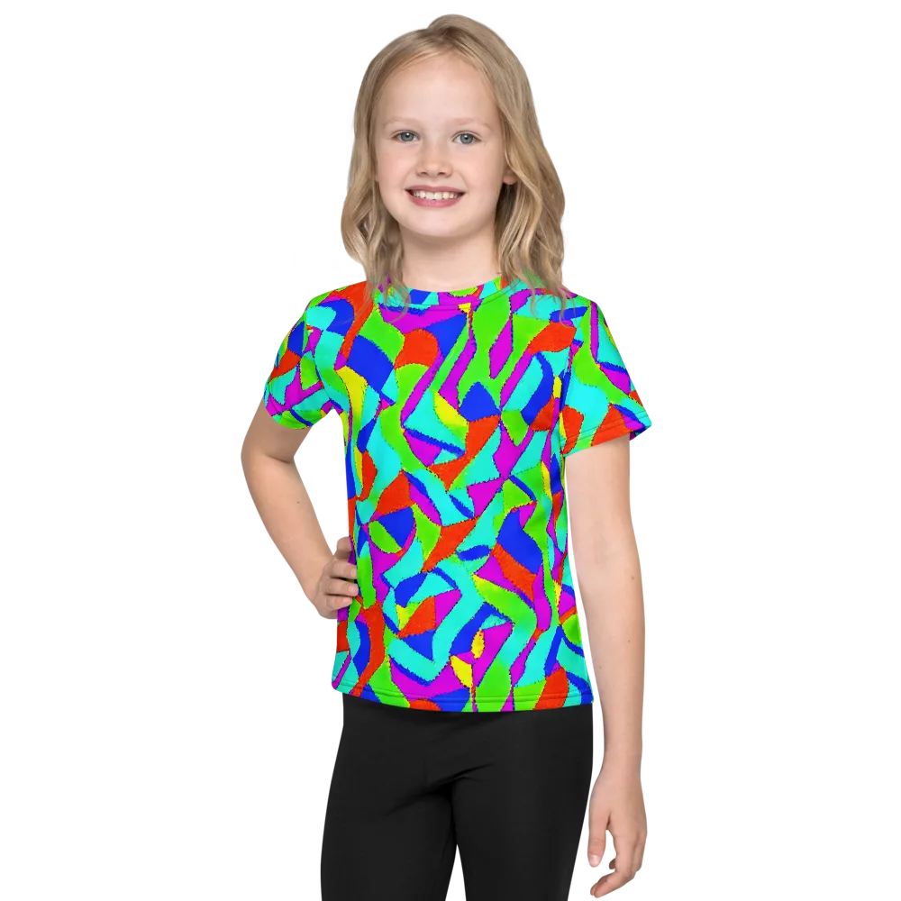 Neon Collage on Kids Crew Neck T-Shirt — Front