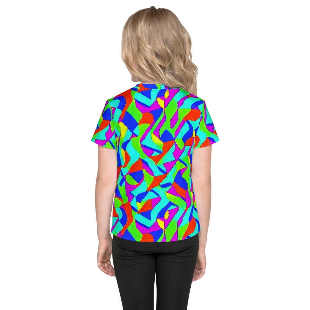 Neon Collage on Kids Crew Neck T-Shirt — Back