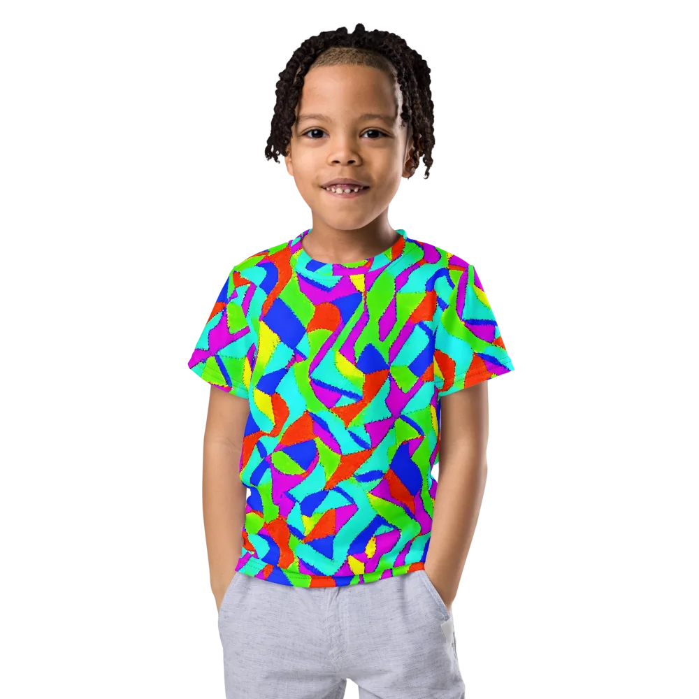 Neon Collage on Kids Crew Neck T-Shirt — Front