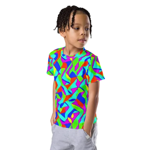 Neon Collage on a Kids Crew Neck T-Shirt
