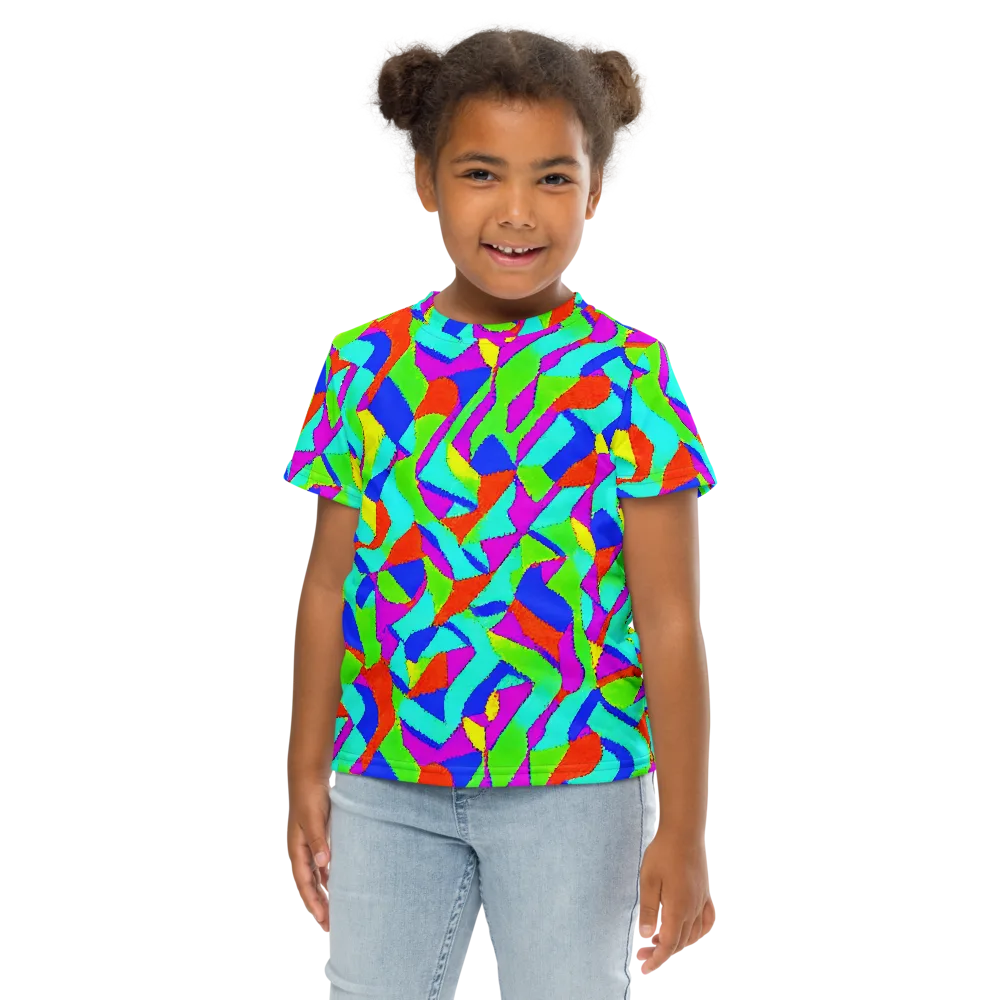 Neon Collage on Kids Crew Neck T-Shirt — Front