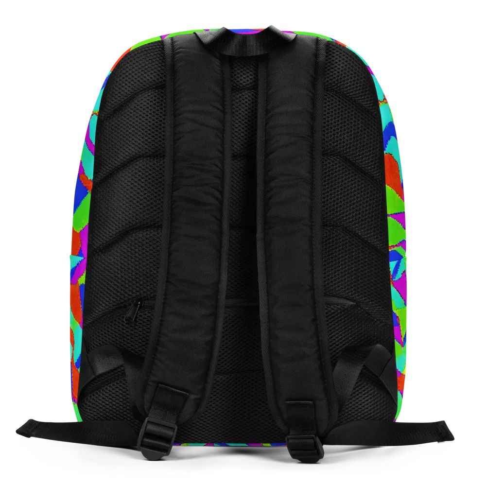 Neon Collage on Minimalist Backpack — Back