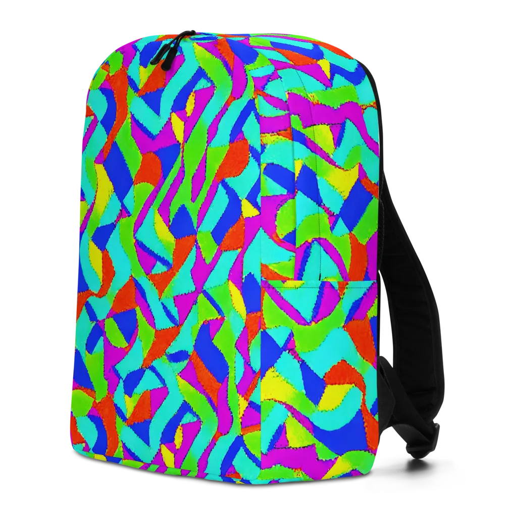 Neon Collage on Minimalist Backpack — Left