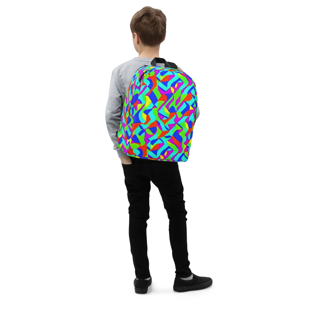 Neon Collage on Minimalist Backpack — Right Front