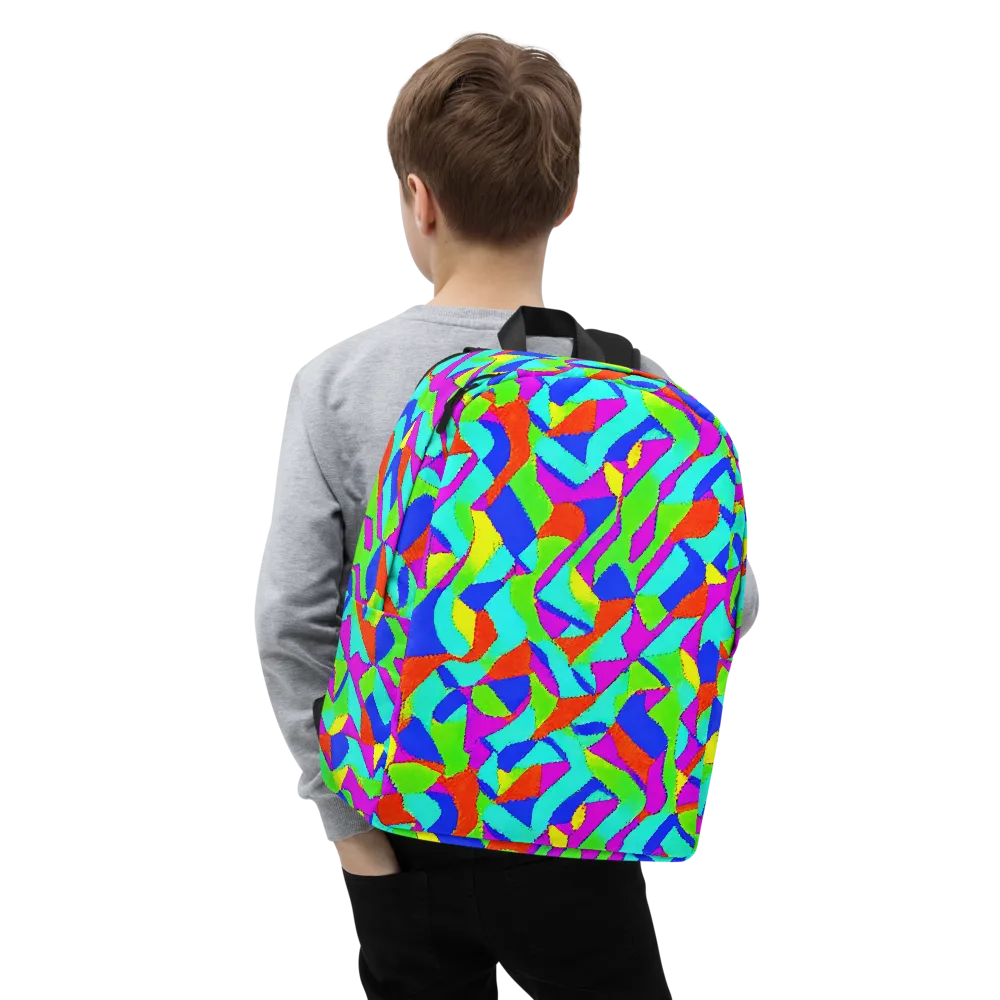 Neon Collage on Minimalist Backpack — Zoomed-in