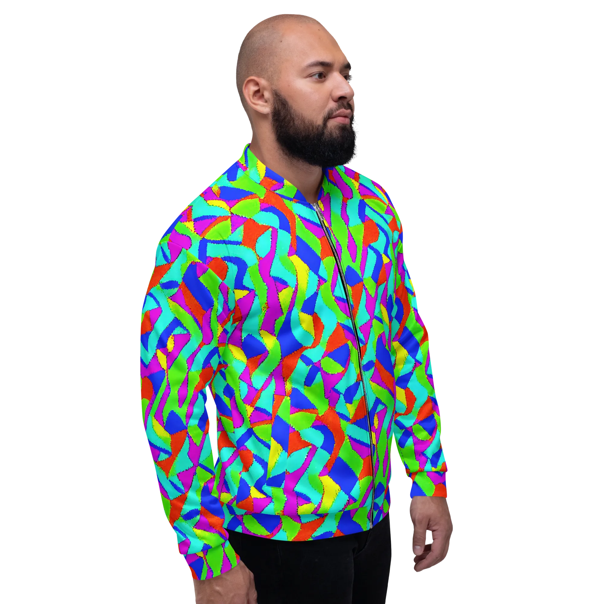 Neon Collage on Bomber Jacket — Right
